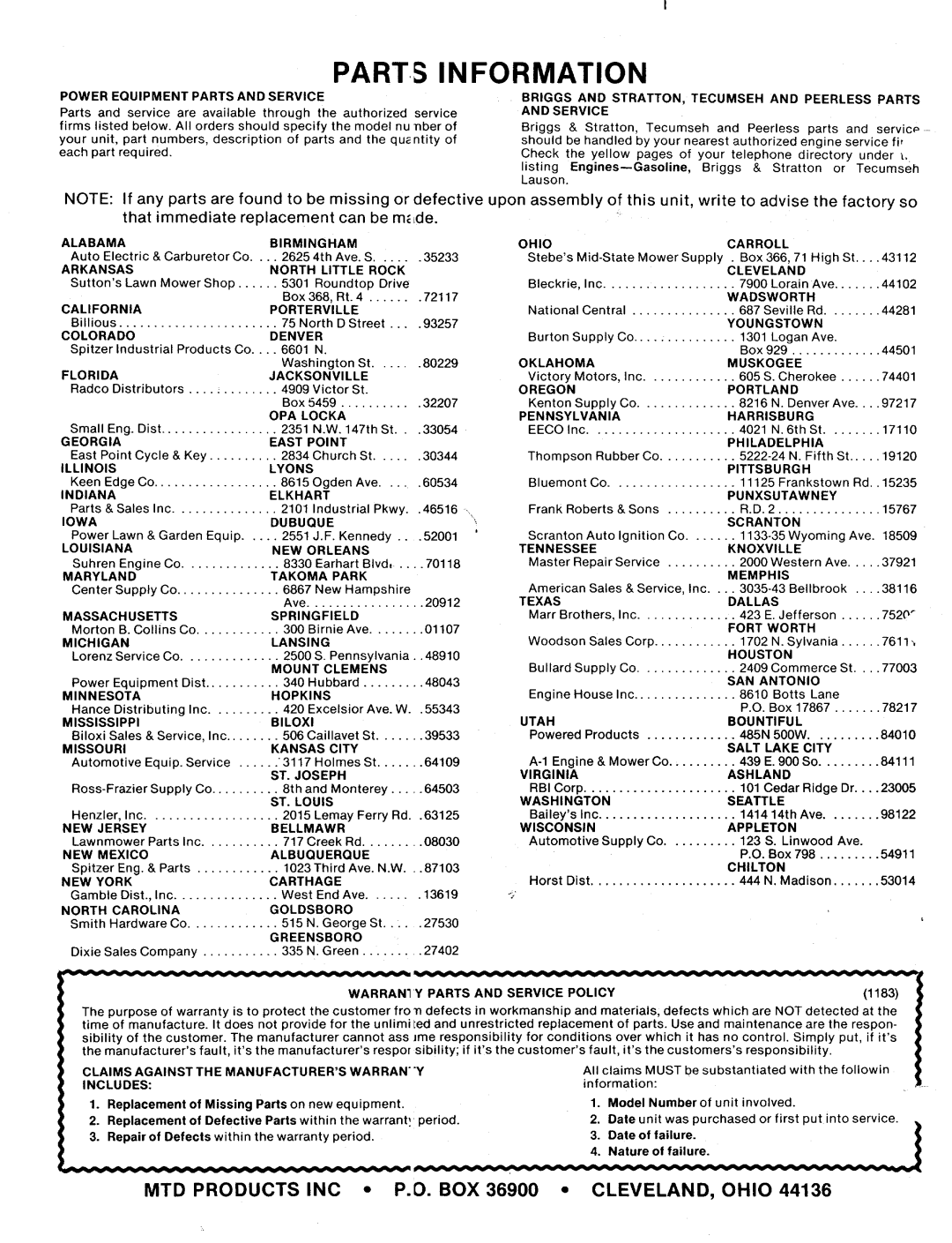 MTD 134-733-000, 134-737-000, 134-736-000, 134-734-000, 134-731-000, 134-732-000, 134-735-000, 134-723-000, 134-720-000 manual 