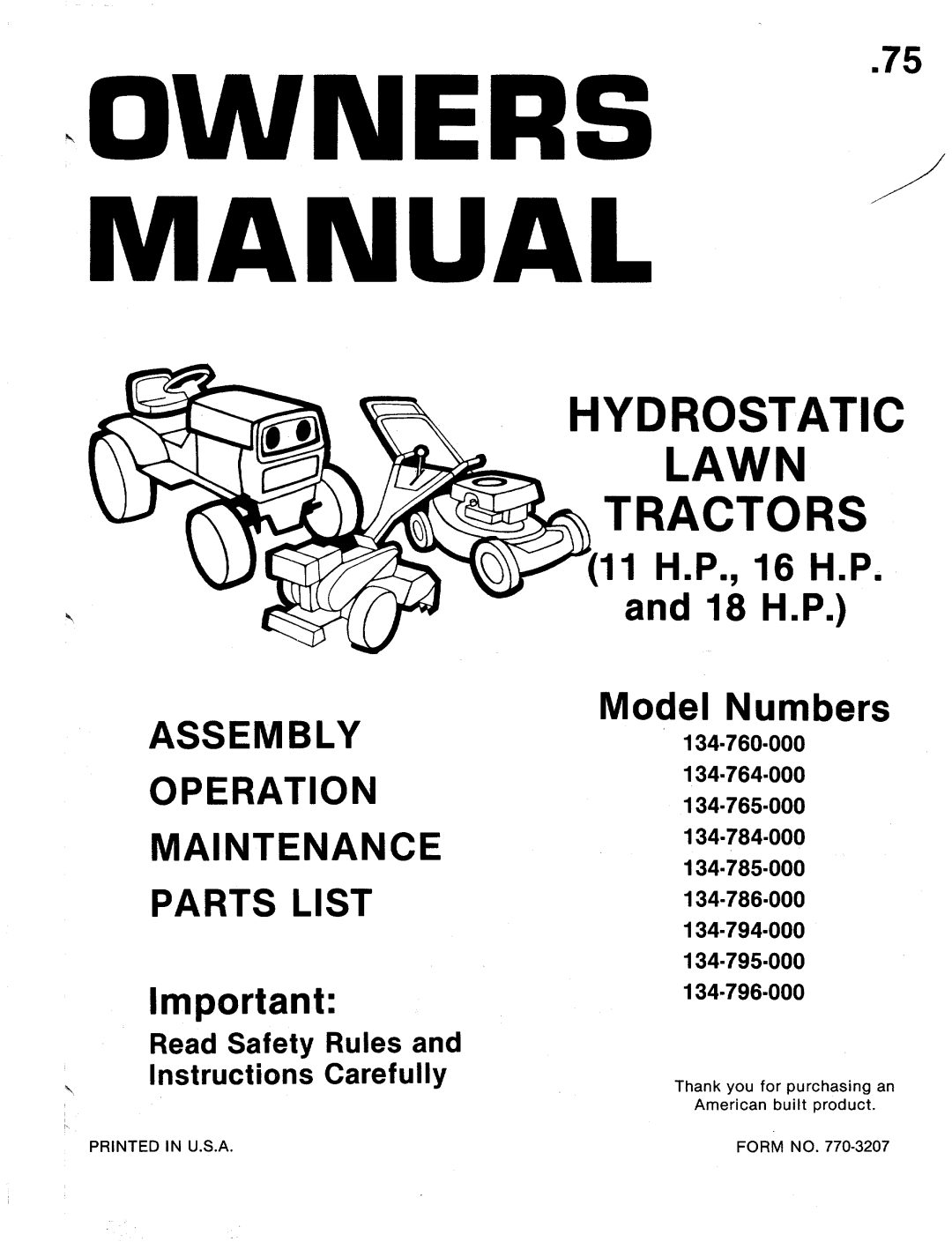 MTD 134-794-000, 134-785-000, 134-795-000, 134-786-000, 134-764-000, 134-796-000, 134-760-000, 134-784-000, 134-765-000 manual 