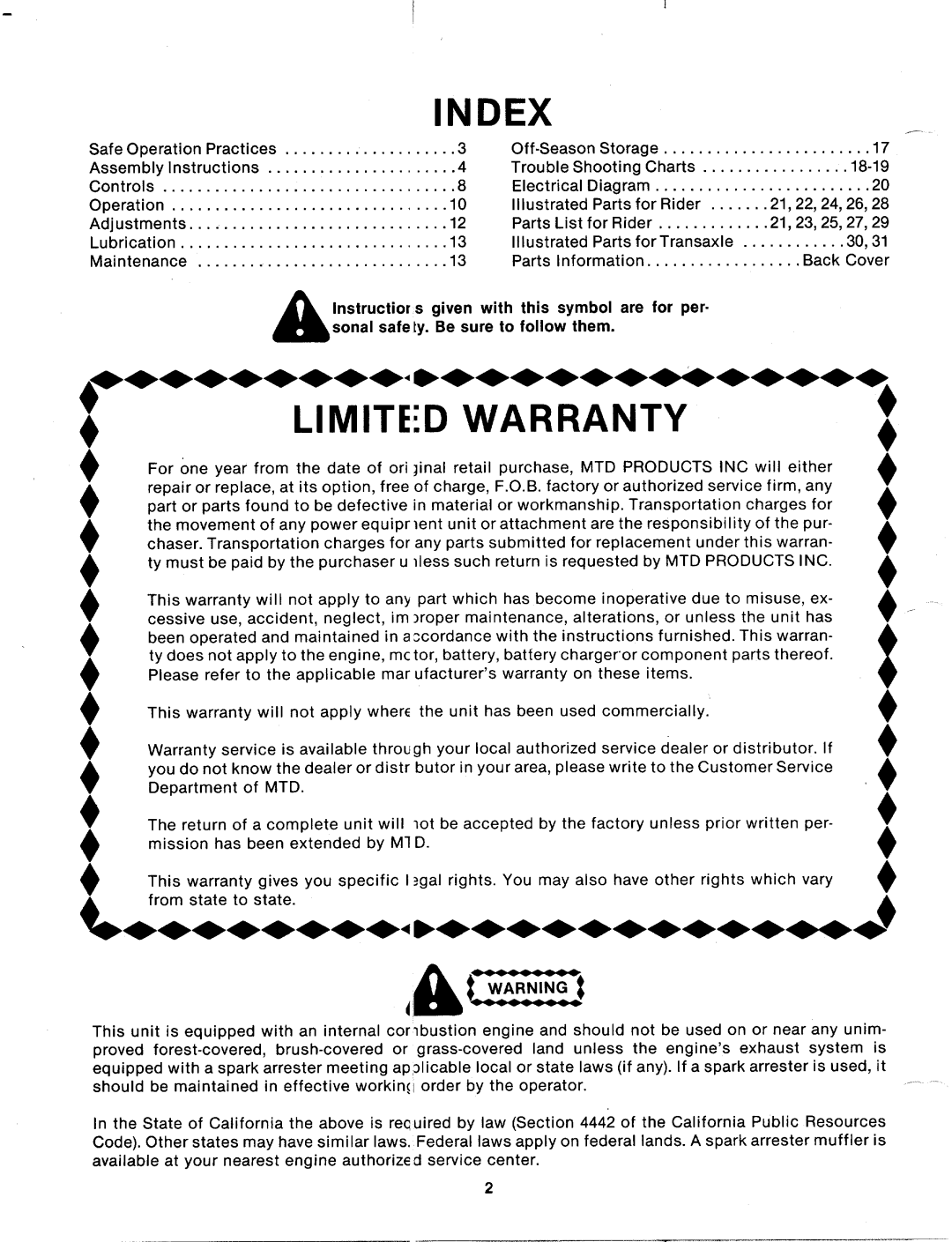 MTD 135-501-000, 135-511-000, 135-500-000, 135-510-000 manual 