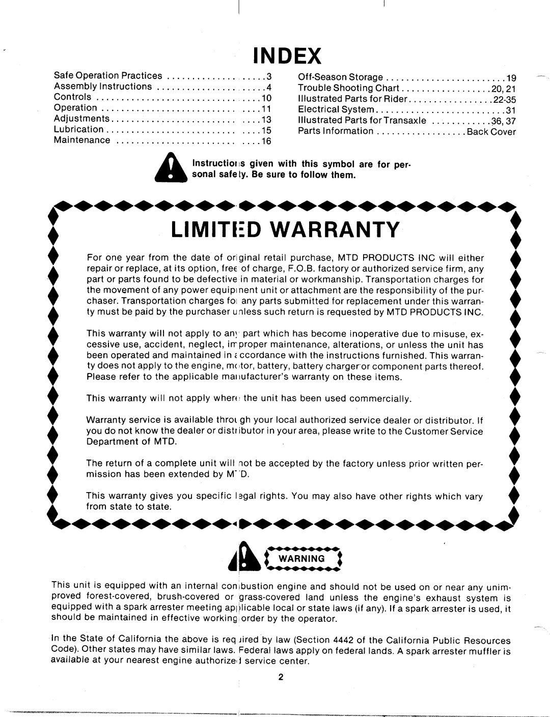 MTD 135-705-000, 135-715-000, 135-714-000, 135-704-000 manual 