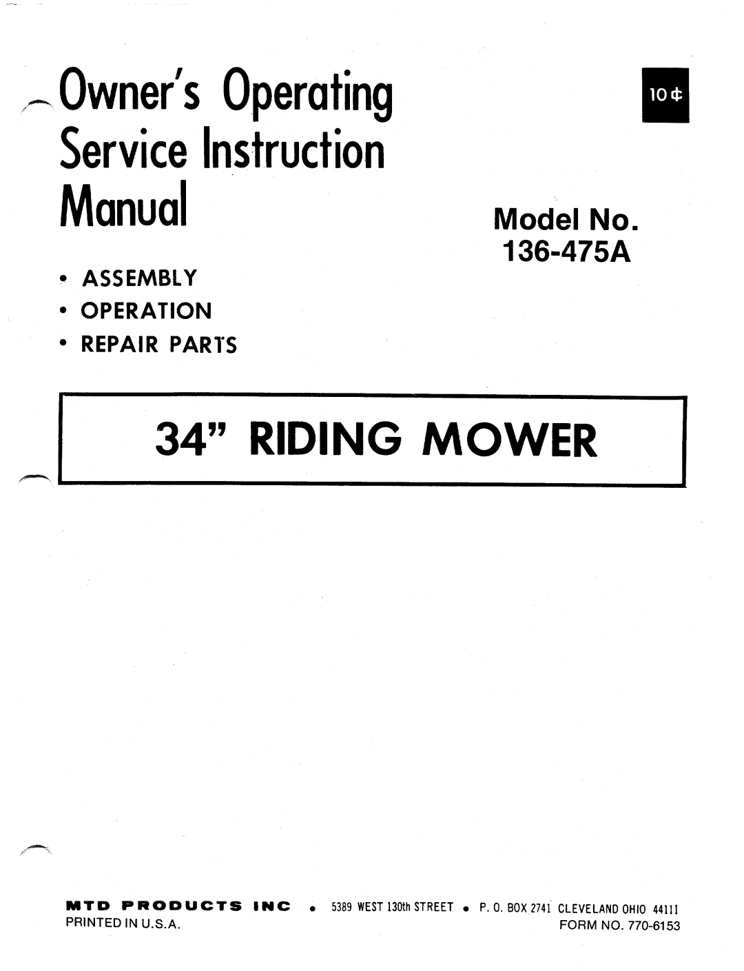 MTD 136-475A manual 