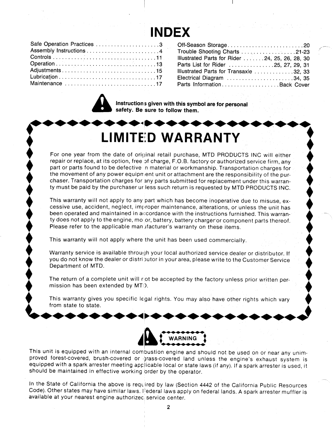 MTD 136-508-000, 136-511-000, 136-518-000, 136-501-000 manual 