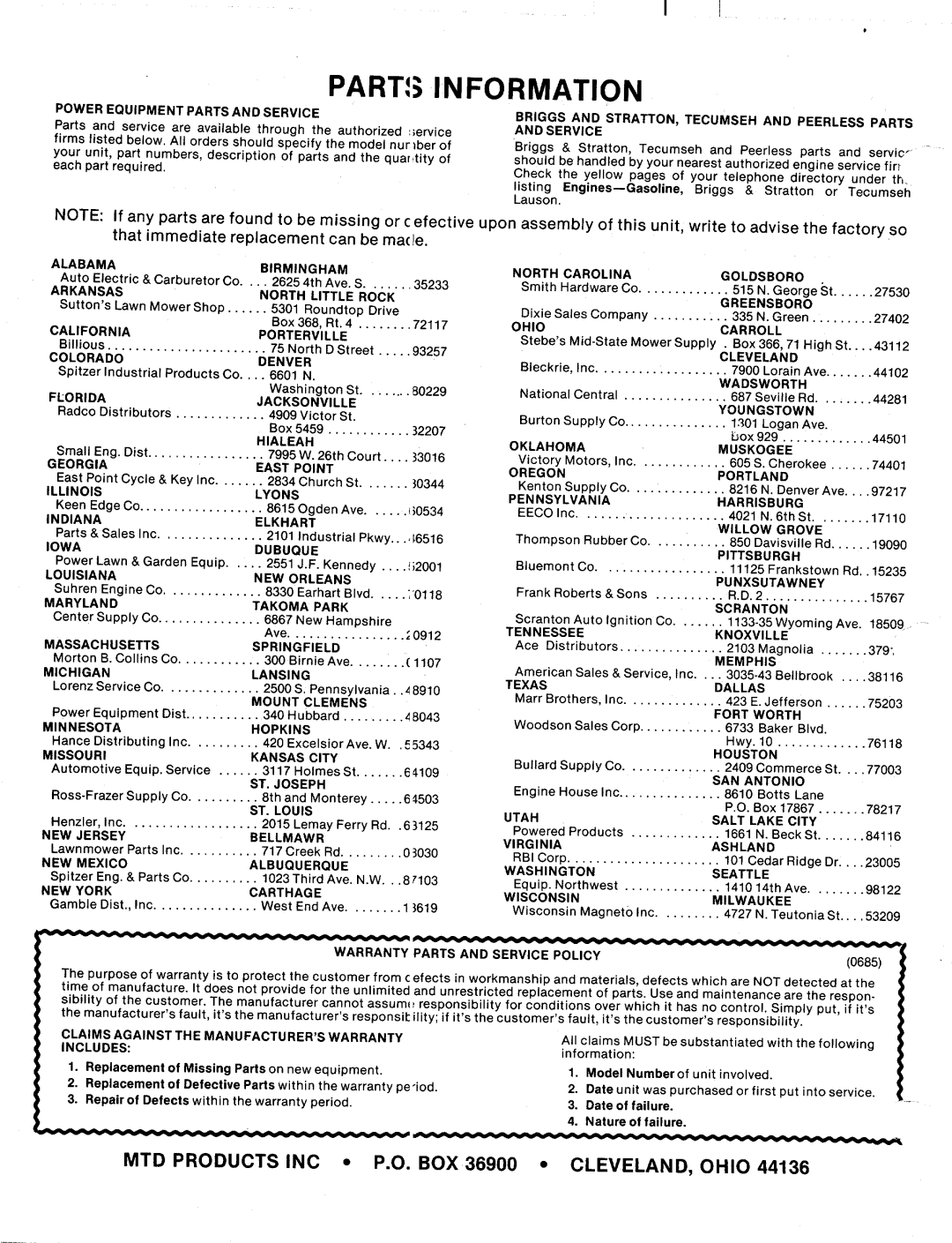 MTD 136-704-000, 136-703-000, 136-702-000, 136-701-000, 136-706-000, 136-705-000, 136-700-000 manual 