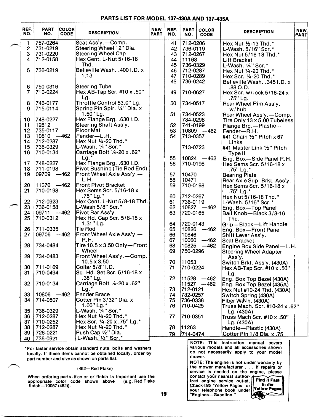 MTD 137-435-300, 137-430A, 137-435A, 137-430-300 manual 