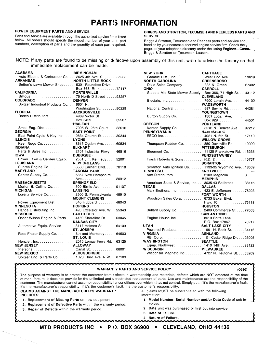 MTD 137-508-000, 137-501-000, 137-514-000, 137-511-000 manual 