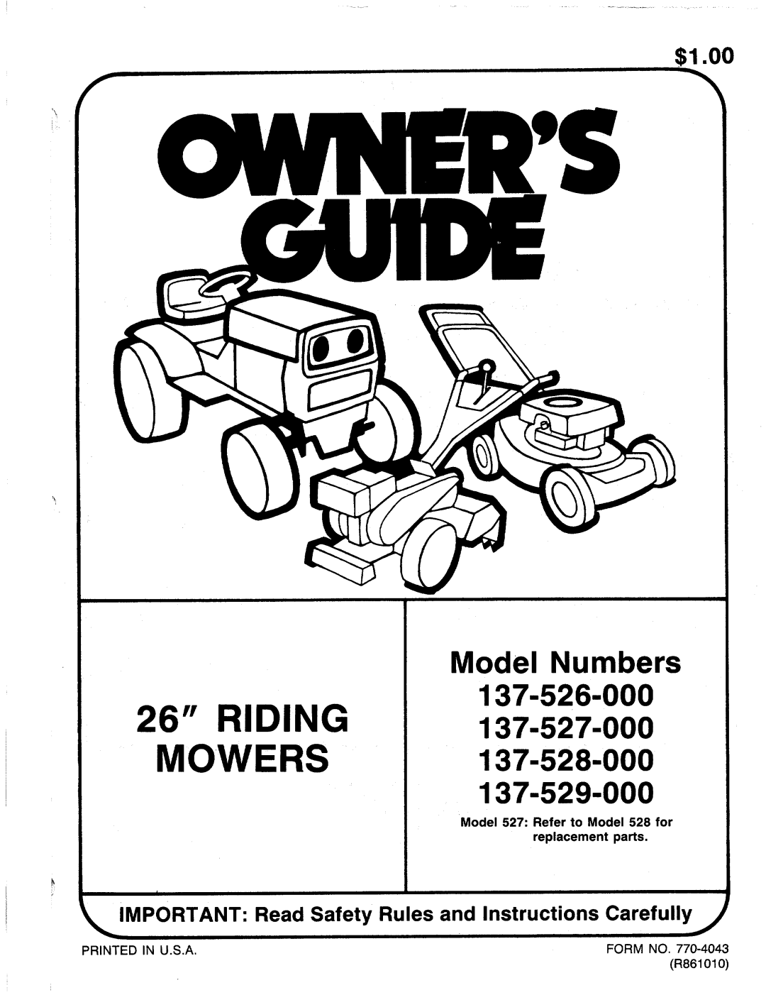 MTD 137-528-000, 137-529-000, 137-527-000, 137-526-000 manual 