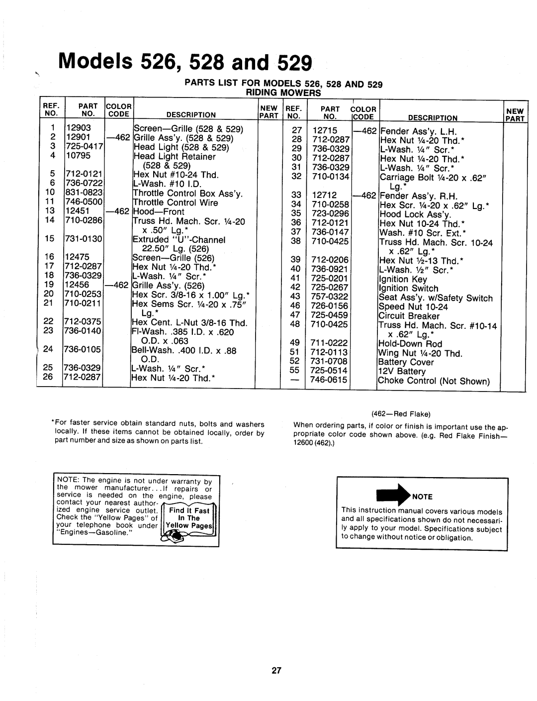 MTD 137-526-000, 137-529-000, 137-528-000, 137-527-000 manual 