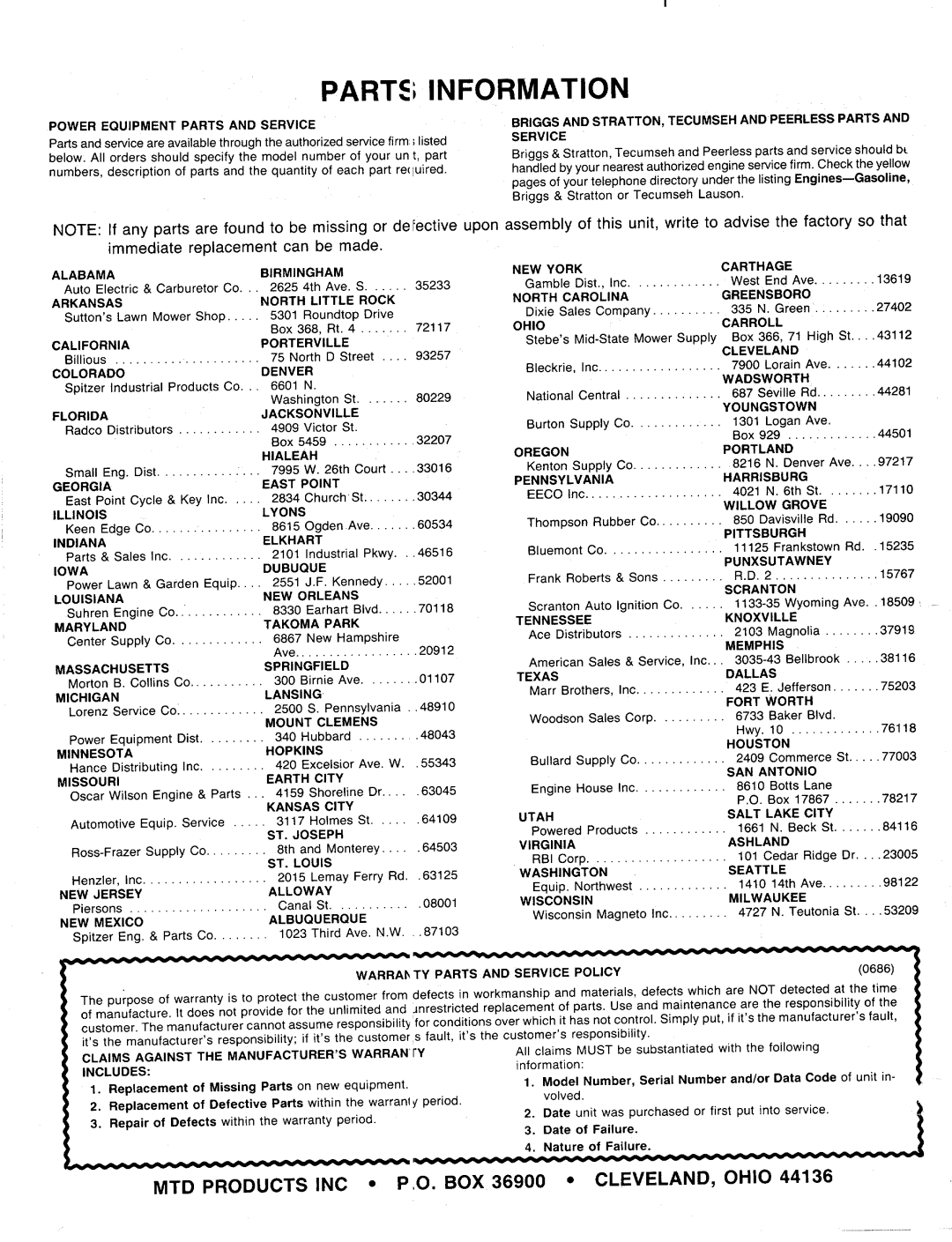 MTD 137-529-000, 137-528-000, 137-527-000, 137-526-000 manual 