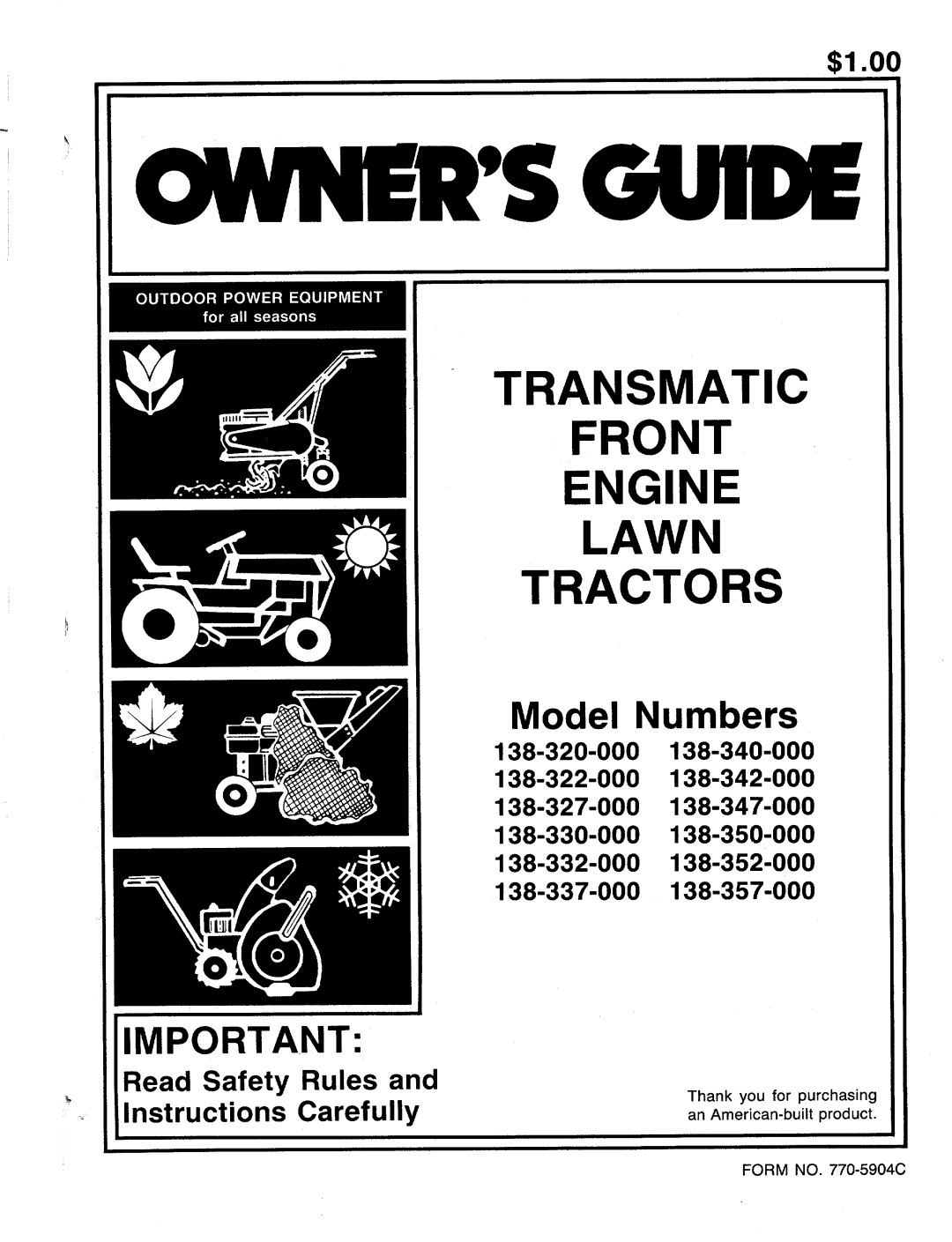 MTD 138-330-000, 138-340-000, 138-332-000, 138-322-000, 138-337-000, 138-320-000, 138-327-000, 138-342-000, 138-357-000 manual 