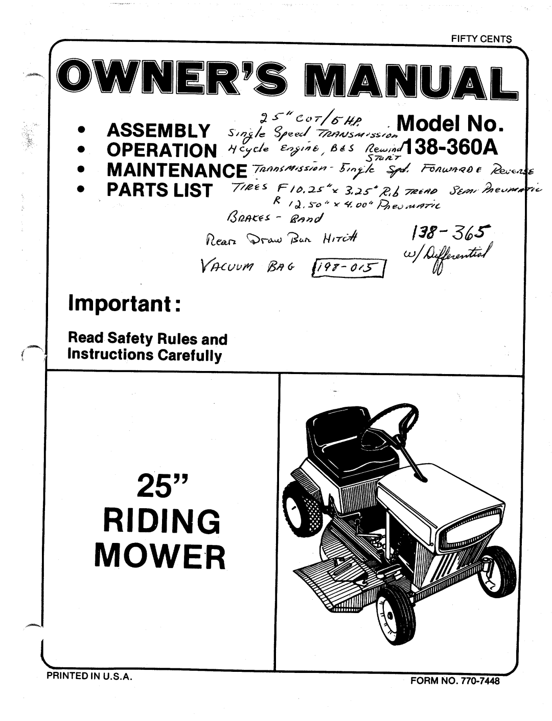 MTD 138-360A manual 