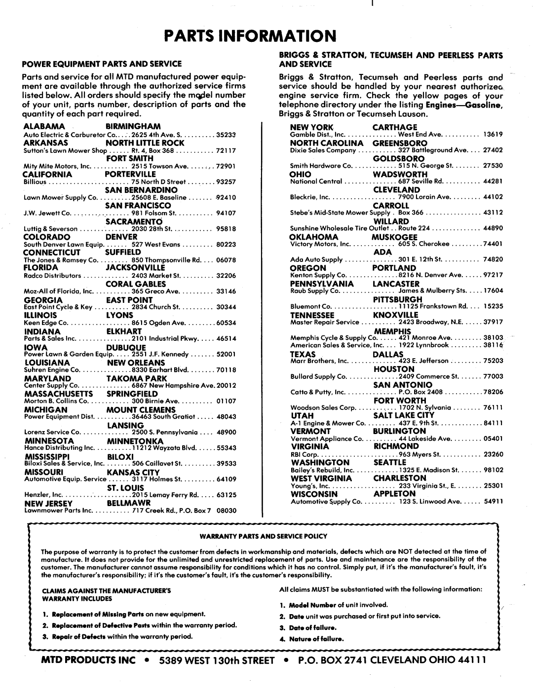 MTD 138-360A manual 