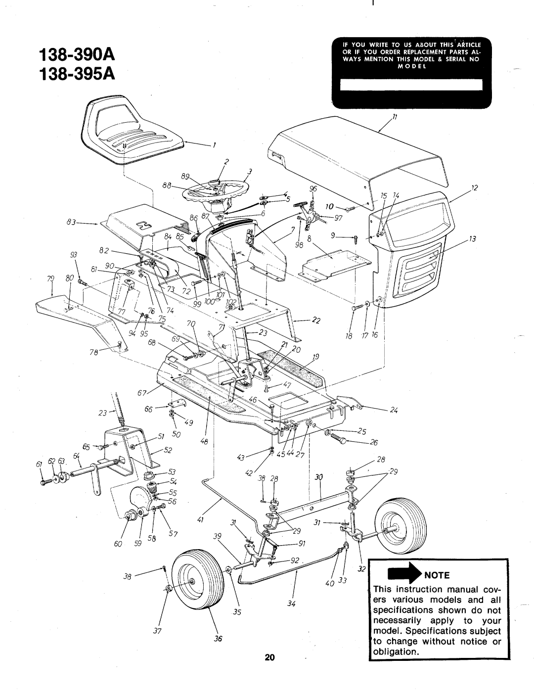 MTD 138-395A, 138-390A manual 