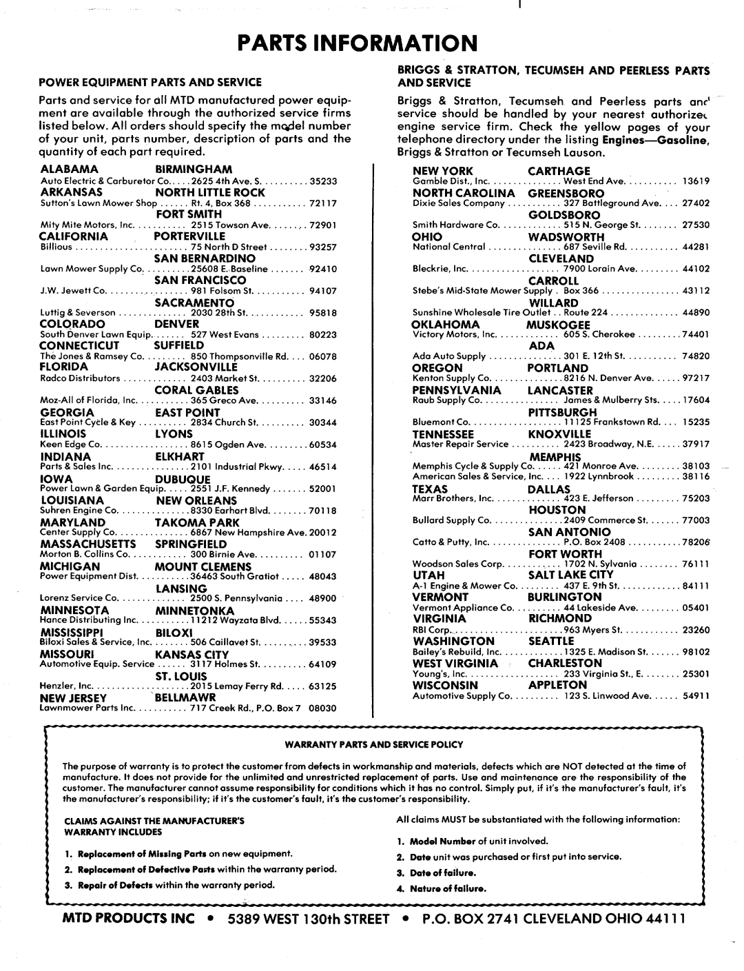 MTD 138-390A, 138-395A manual 