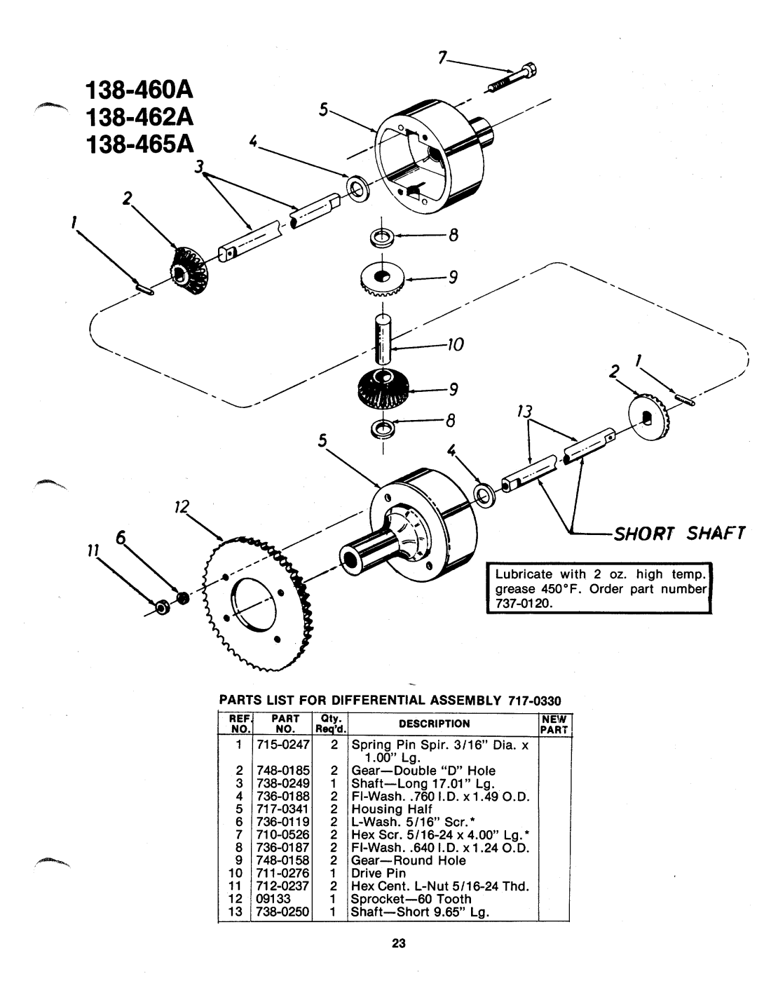 MTD 138-462A, 138-465A, 138-460A manual 