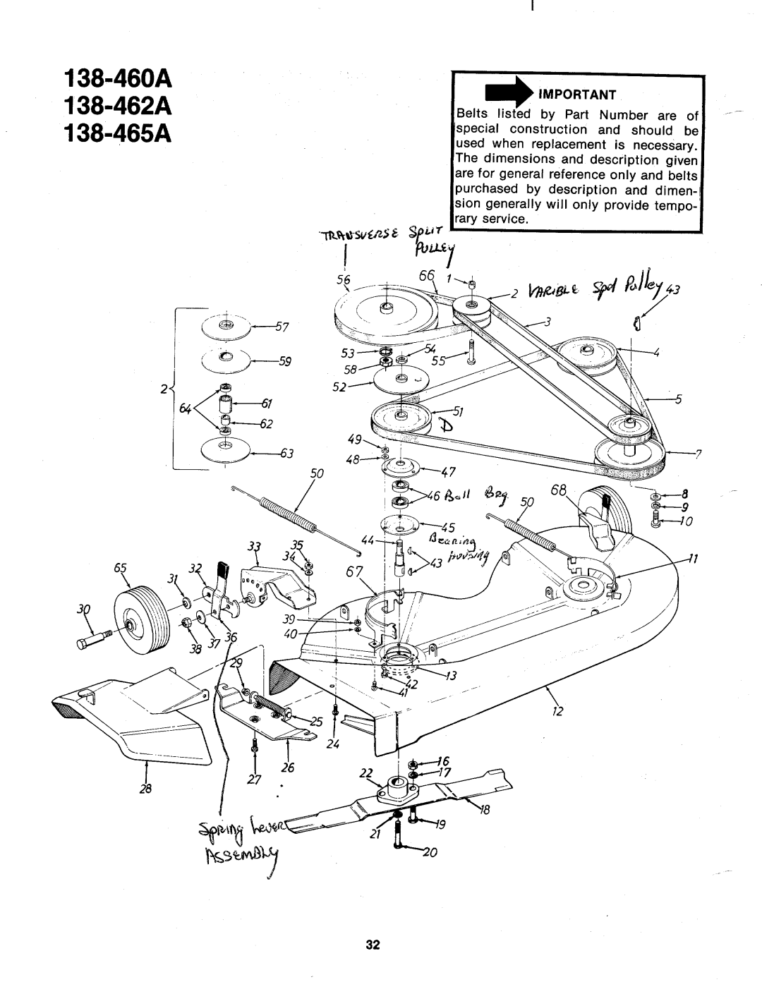 MTD 138-462A, 138-465A, 138-460A manual 