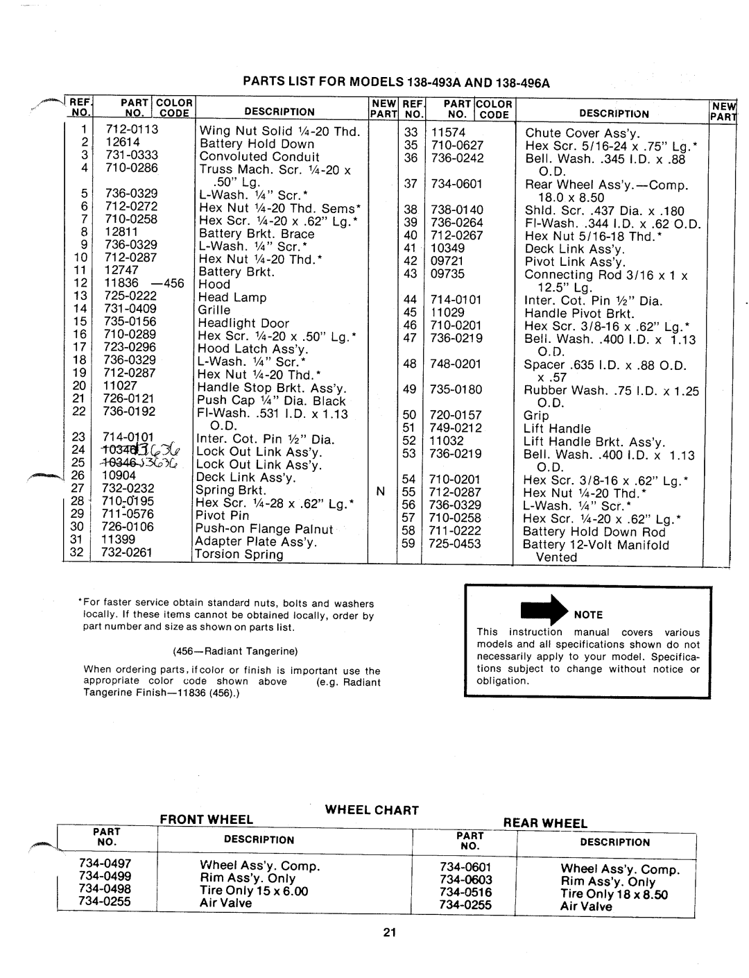 MTD 138-493A, 138-496A manual 