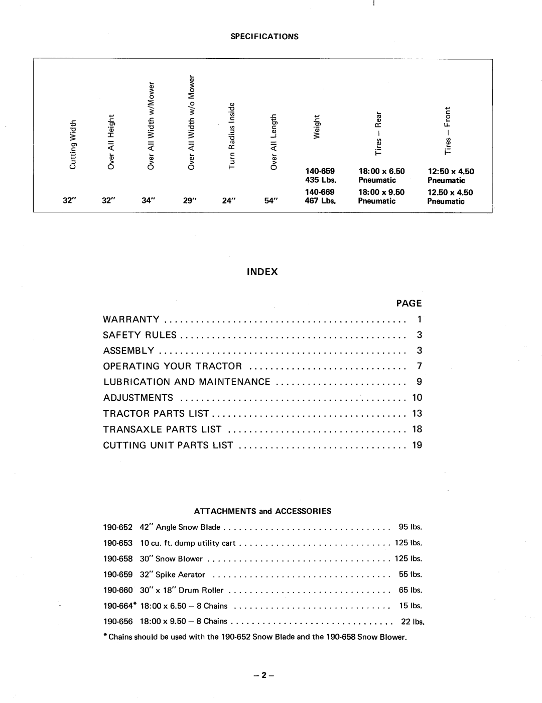 MTD 190-651, 140-669, 140-659 manual 