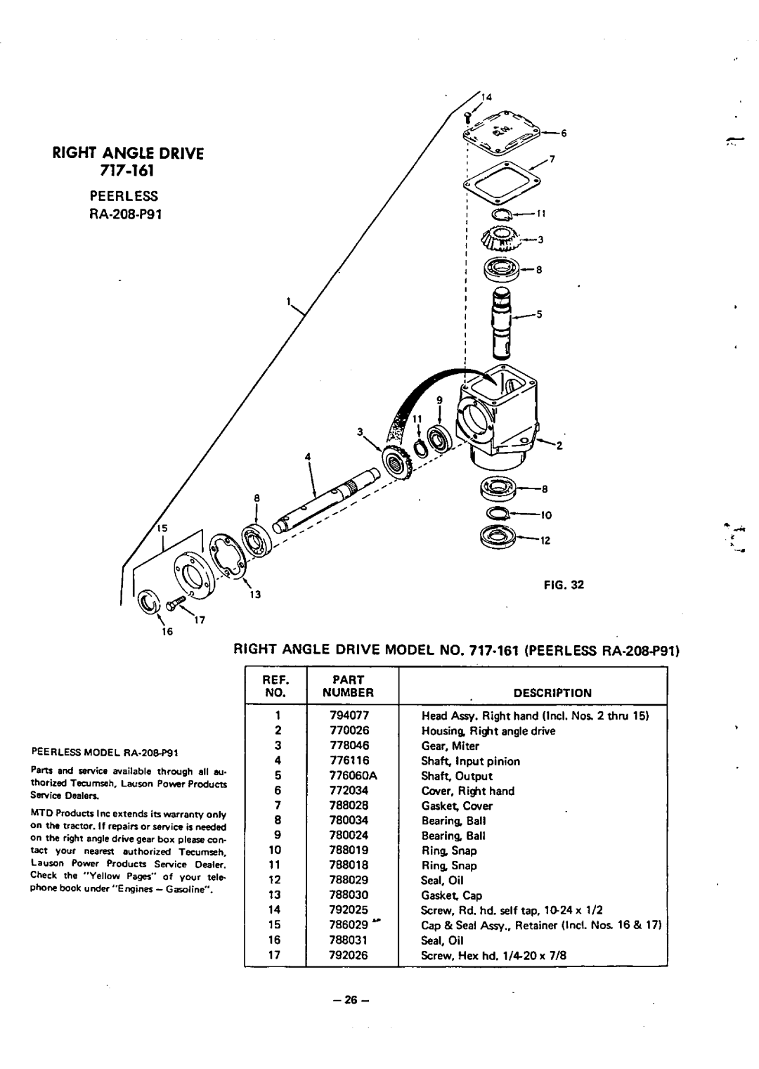 MTD 140-760 14 H.P manual 