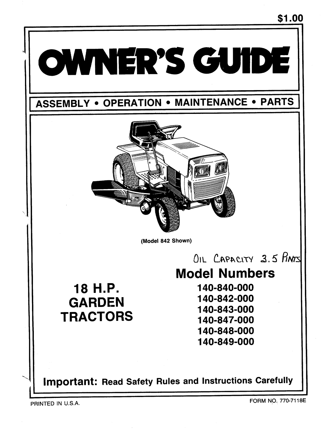 MTD 140-848-000, 140-840-000, 140-847-000, 140-849-000, 140-842-000, 140-843-000 manual 