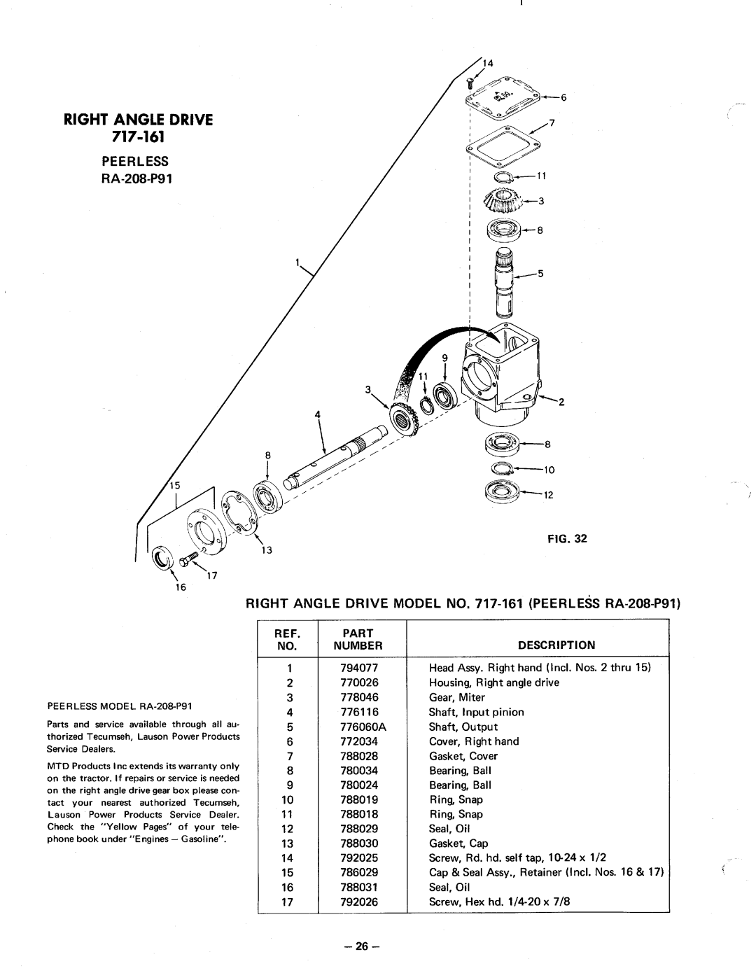 MTD 140-960 14 H.P, 140-760 10 H.P manual 