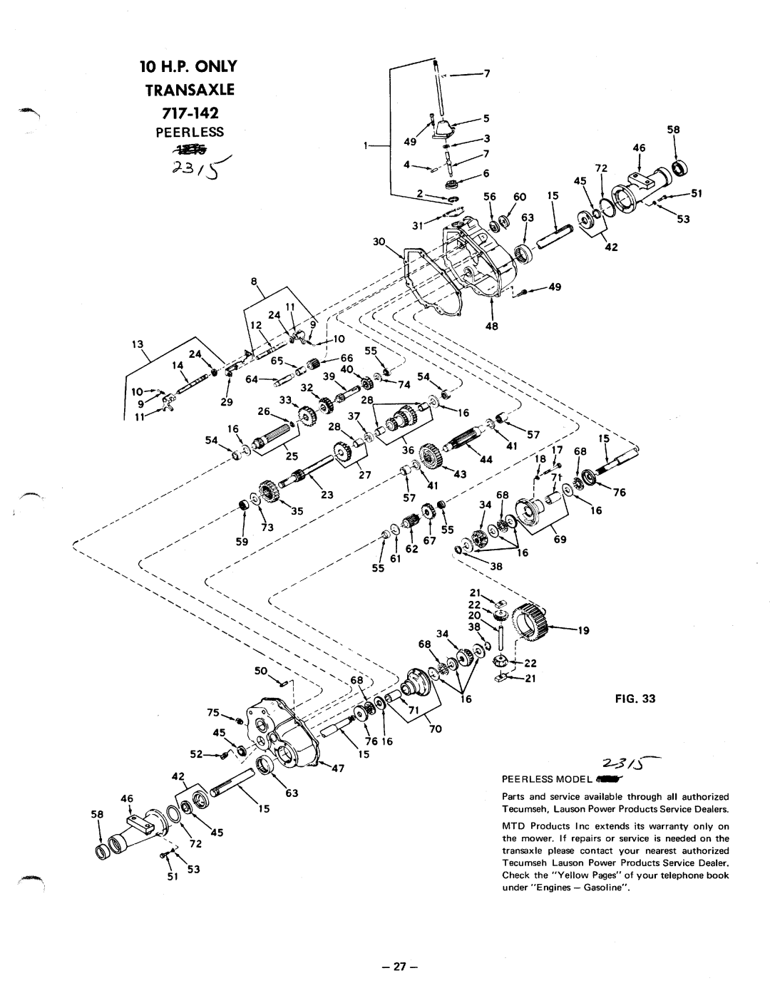 MTD 140-760 10 H.P, 140-960 14 H.P manual 