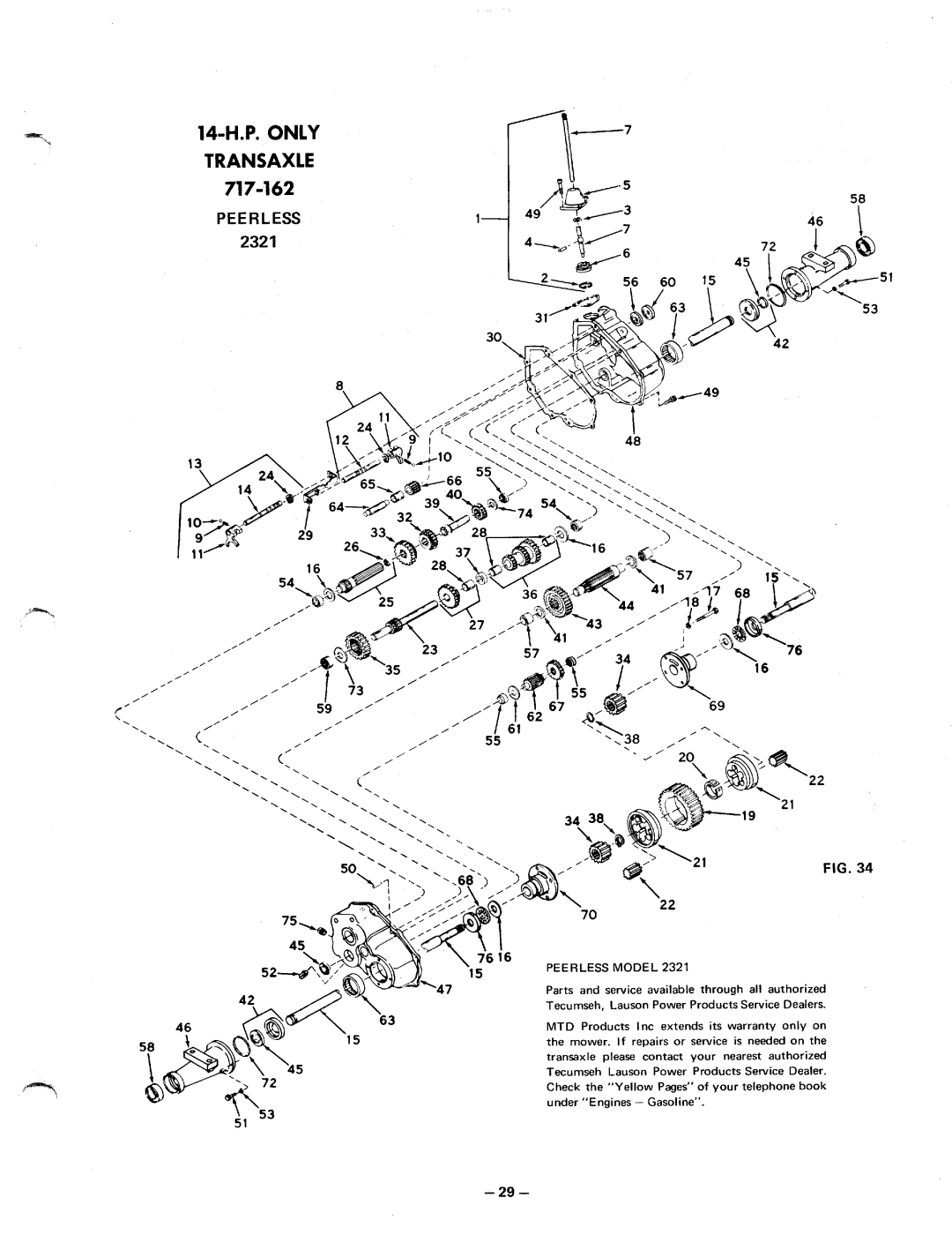 MTD 140-760 10 H.P, 140-960 14 H.P manual 