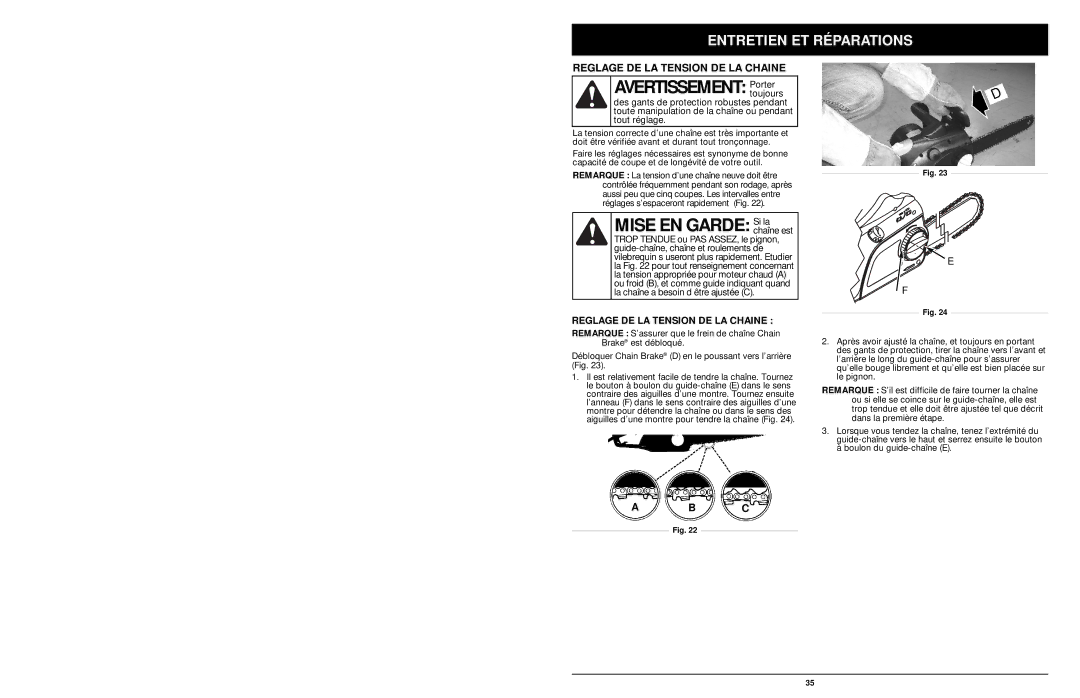 MTD 1416NT manual Reglage DE LA Tension DE LA Chaine 