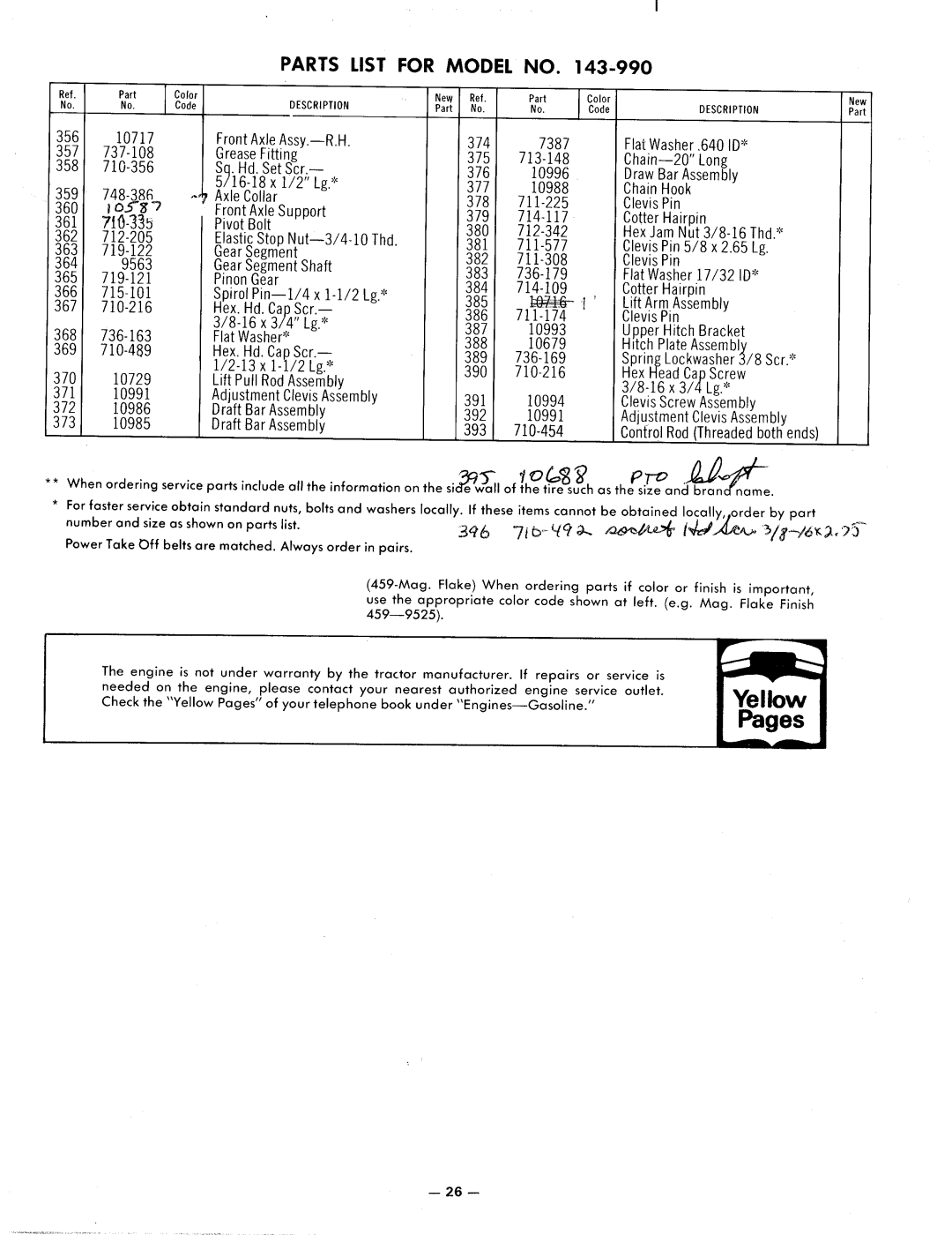 MTD 143-990 manual 