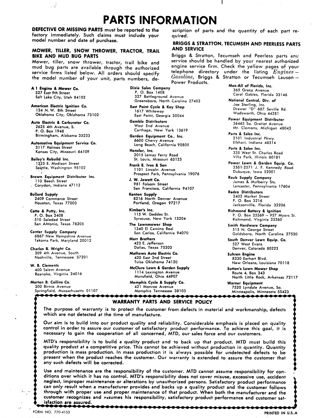 MTD 143-990 manual 