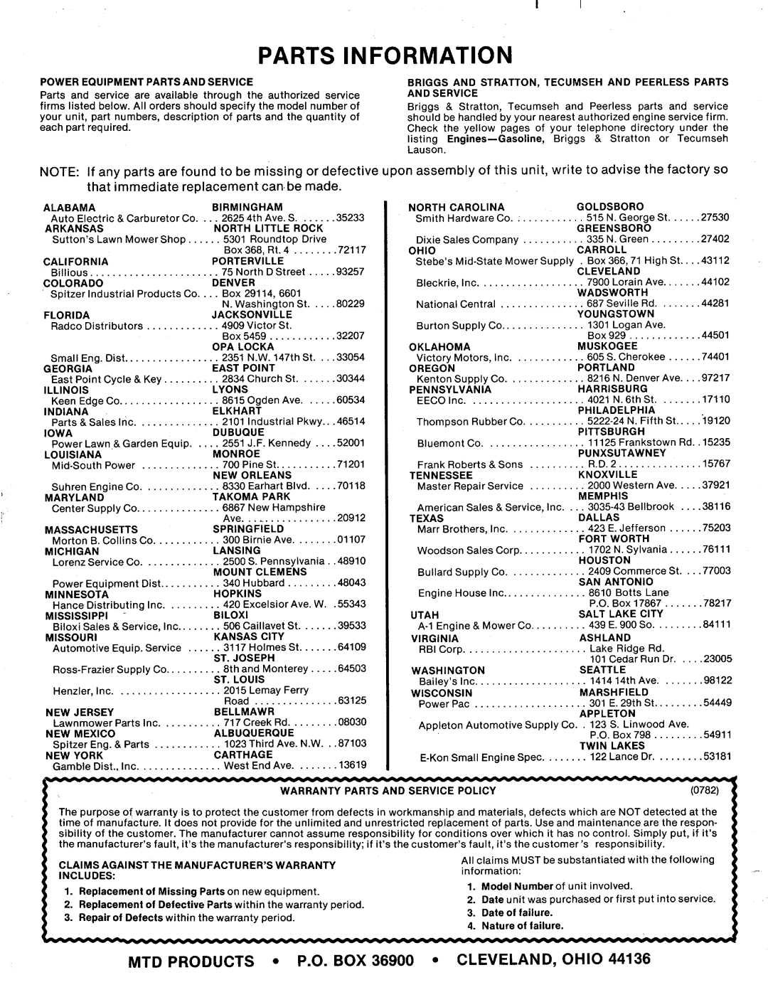 MTD 143-995A manual 