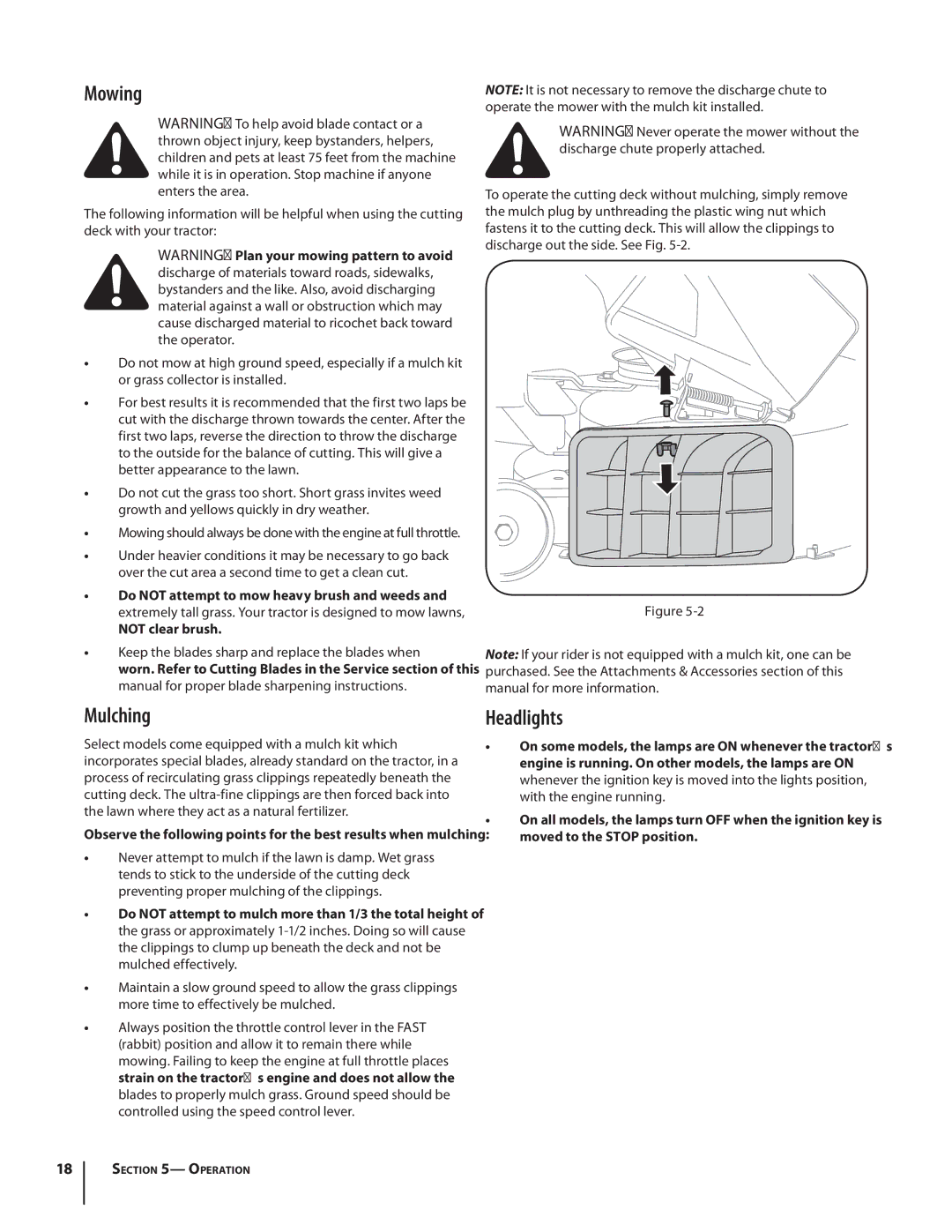 MTD 1438, 1842 warranty Mowing, Mulching, Headlights 