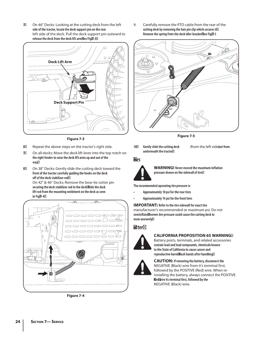 MTD 1438, 1842 warranty Tires, Battery 