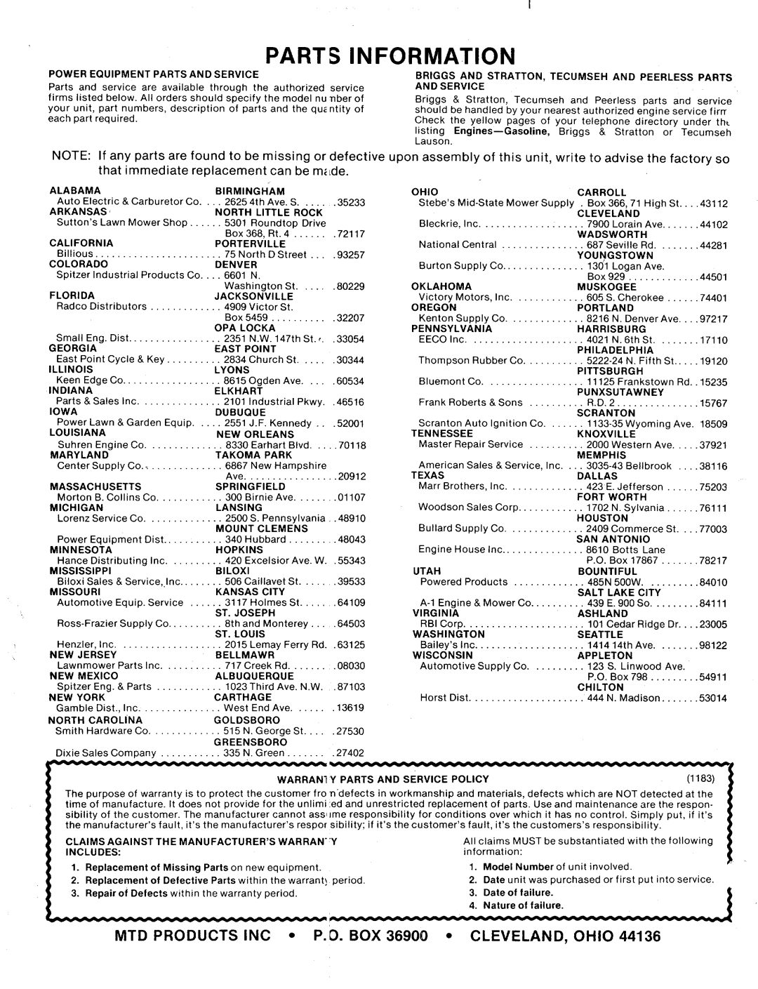 MTD 144-826-000, 144-835-000, 144-836-000, 144-833-000, 144-824-000, 144-822-000, 144-832-000, 144-834-000, 144-811-000 manual 