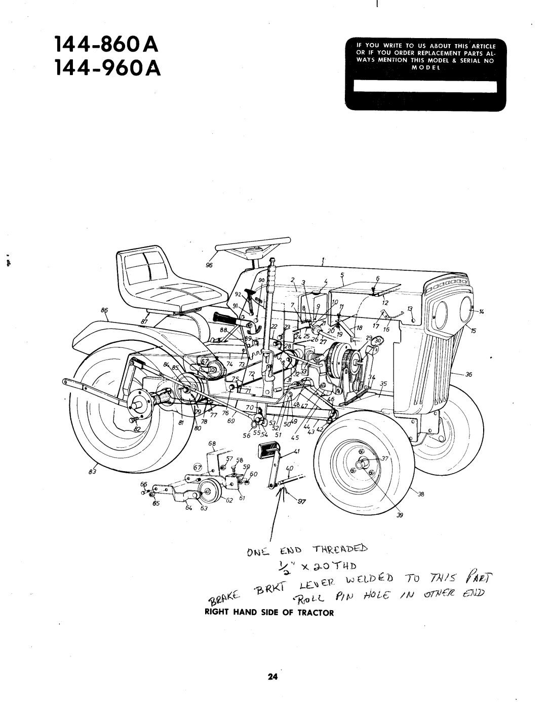 MTD 144-960A, 144-860A manual 