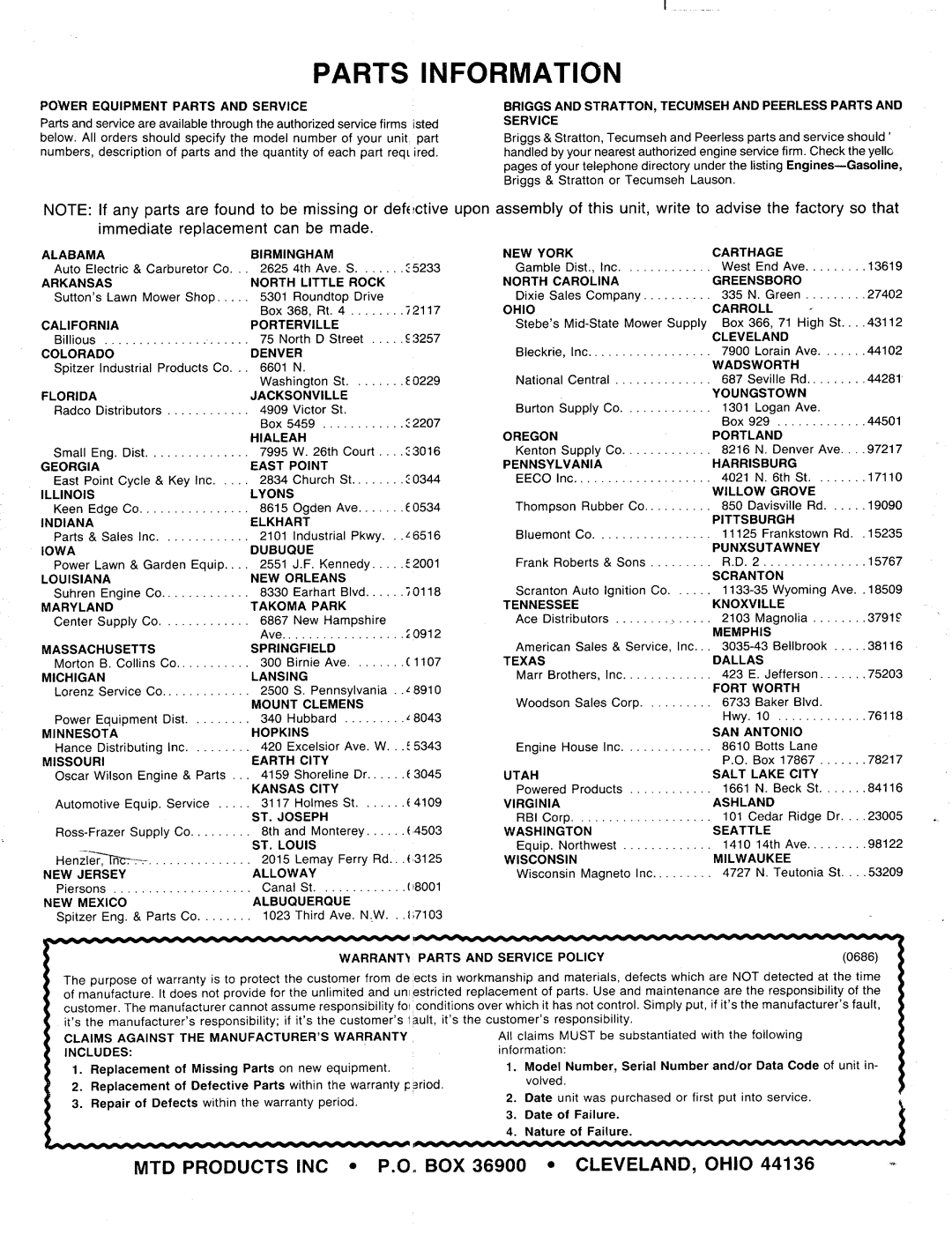 MTD 147-852-000, 147-843-000, 147-853-000, 147-862-000, 147-842-000, 147-857-000, 147-867-000, 147-847-000, 147-863-000 manual 