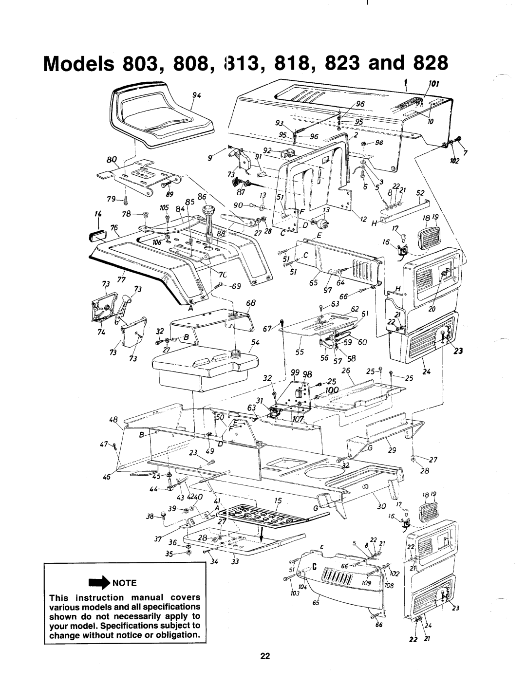 MTD 148-807-000, 148-827-000, 148-828-000, 148-822-000, 148-823-000, 148-818-000, 148-813-000, 148-817-000, 148-808-000 manual 