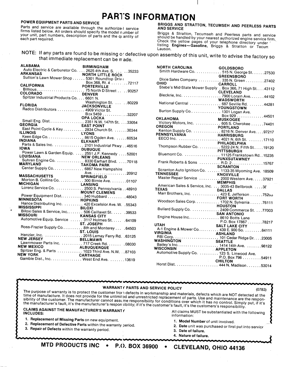 MTD 144-995-000, 14995L manual 