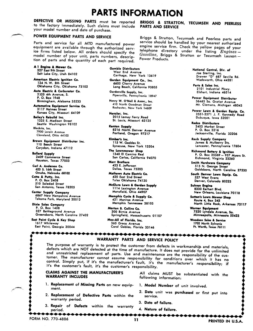 MTD 154-518A manual 