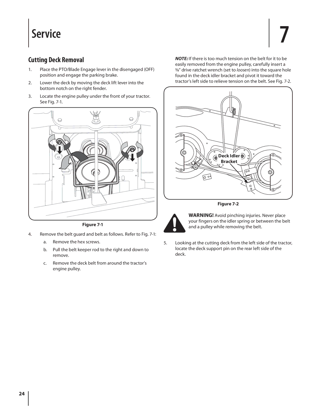 MTD 1742 warranty Service, Cutting Deck Removal, Deck Idler Bracket 