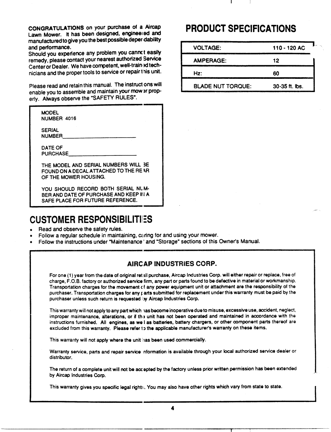 MTD 181-014J000 manual 