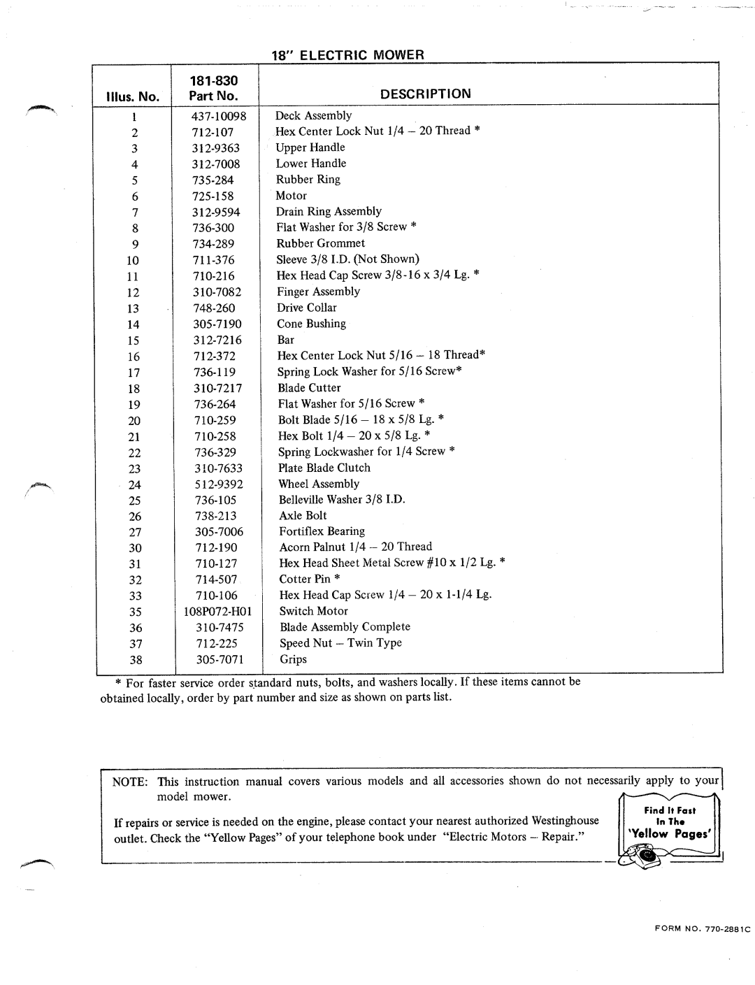 MTD 181-830 manual 