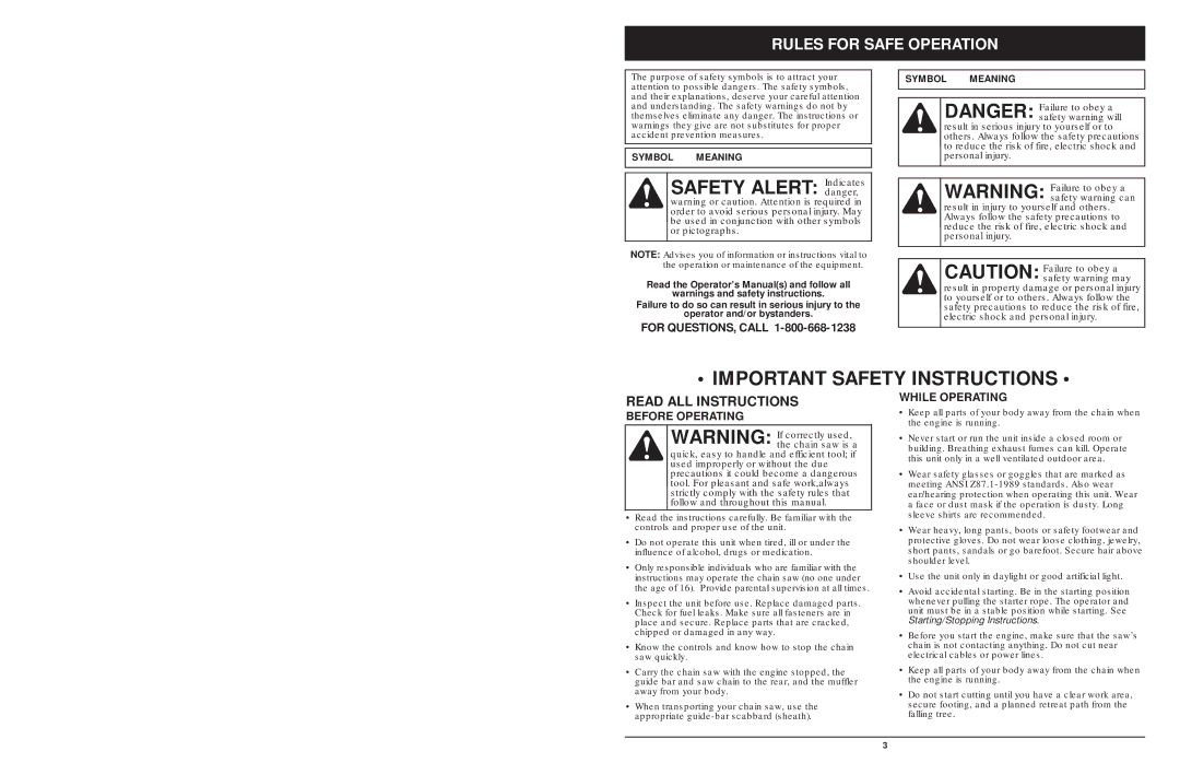 MTD 1842AVCC, 1642AVCC, 1425NAV manual Rules for Safe Operation, Before Operating, While Operating 