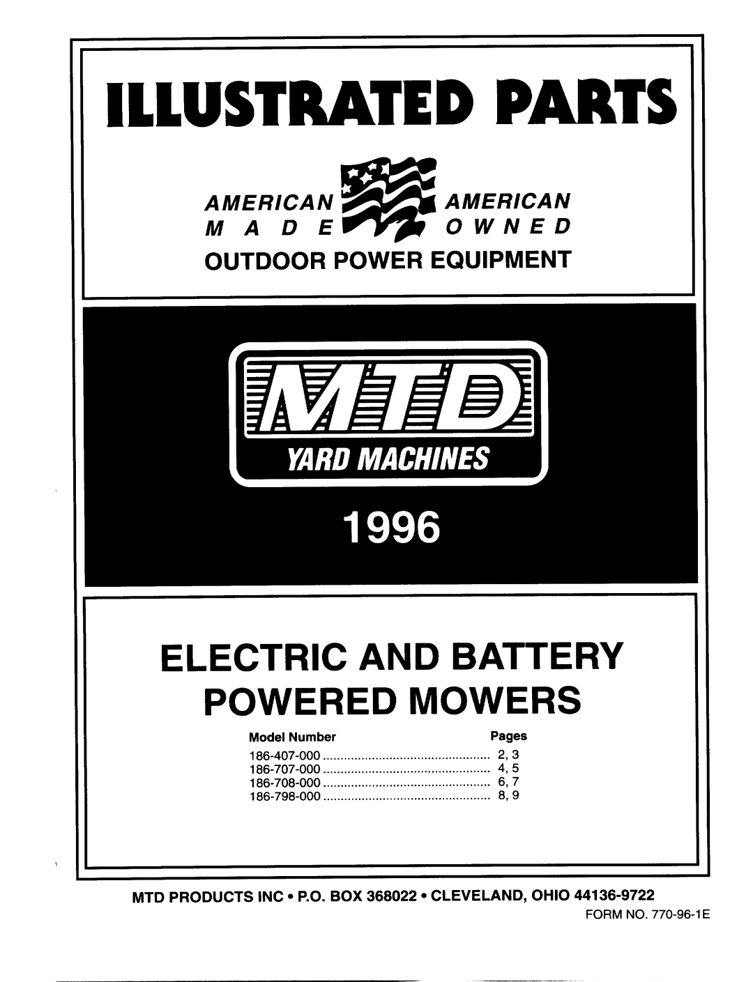 MTD 186-708-000, 186-407-000, 186-798-000, 186-707-000 manual 
