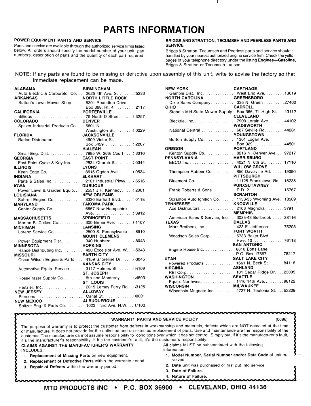 MTD 187-070-000 manual 