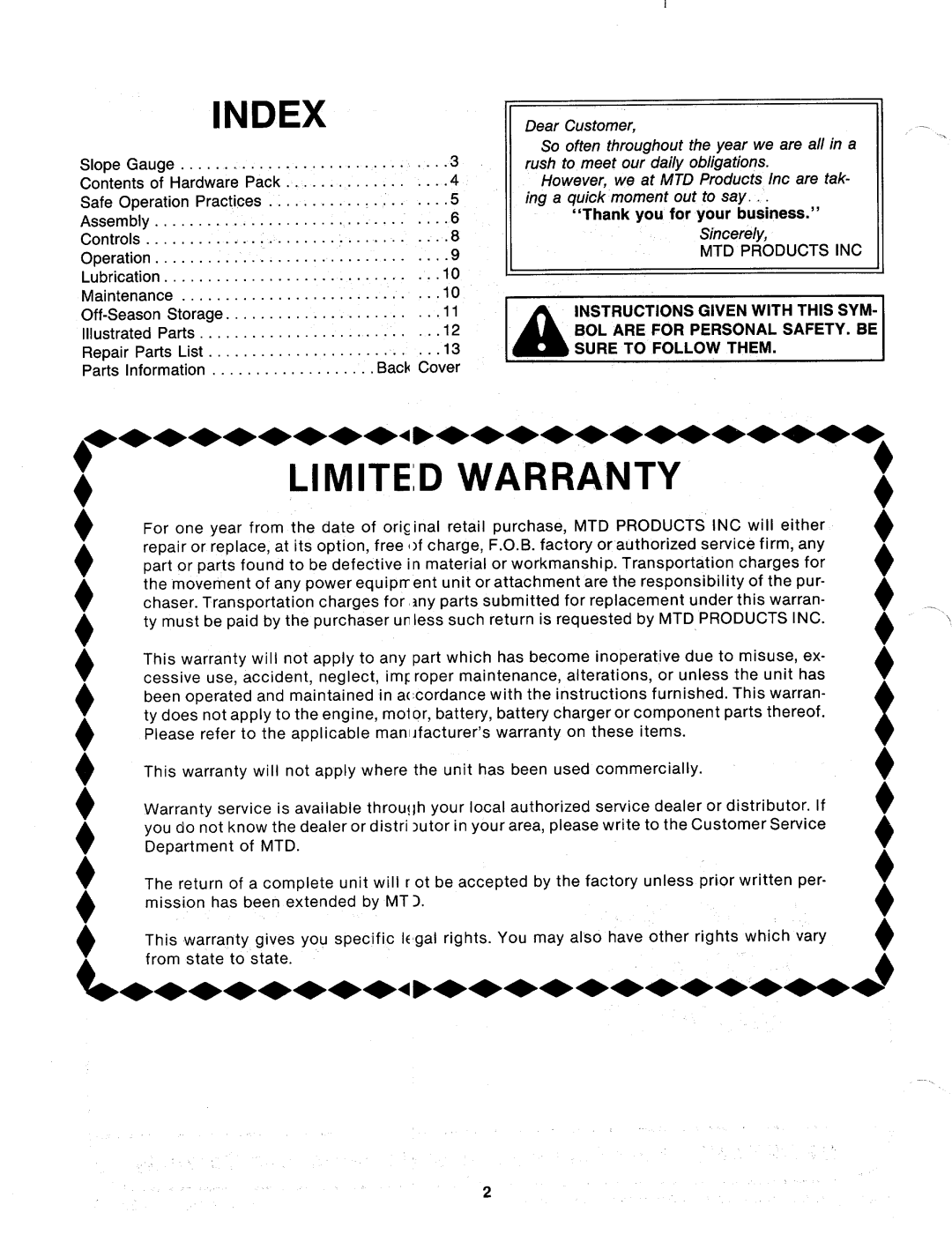 MTD 187-070-000 manual 