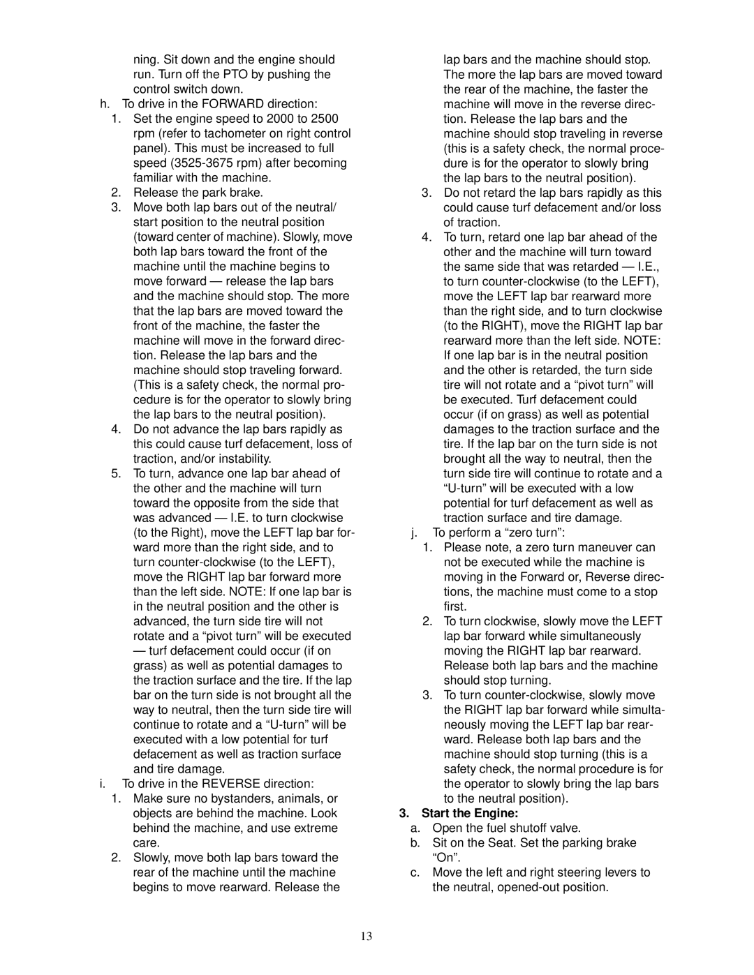 MTD 18HP service manual Start the Engine 