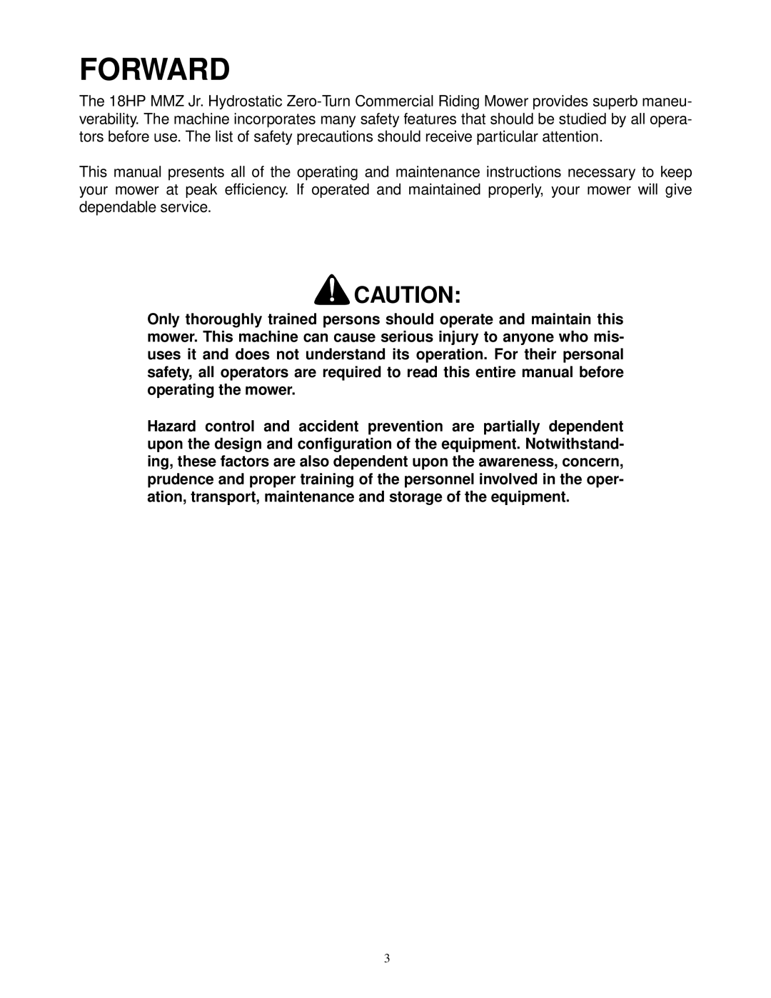 MTD 18HP service manual Forward 