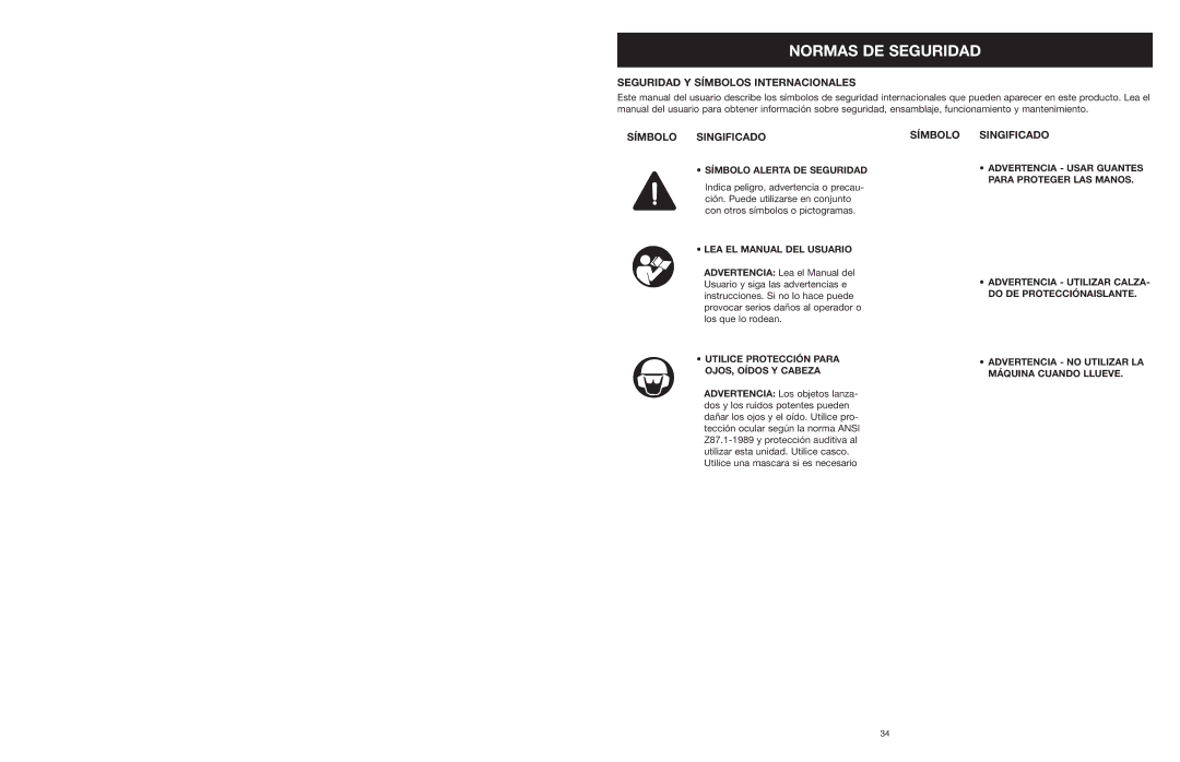 MTD 22K, 18K, 16K manual Símbolo Alerta DE Seguridad, LEA EL Manual DEL Usuario, Utilice Protección Para OJOS, Oídos Y Cabeza 