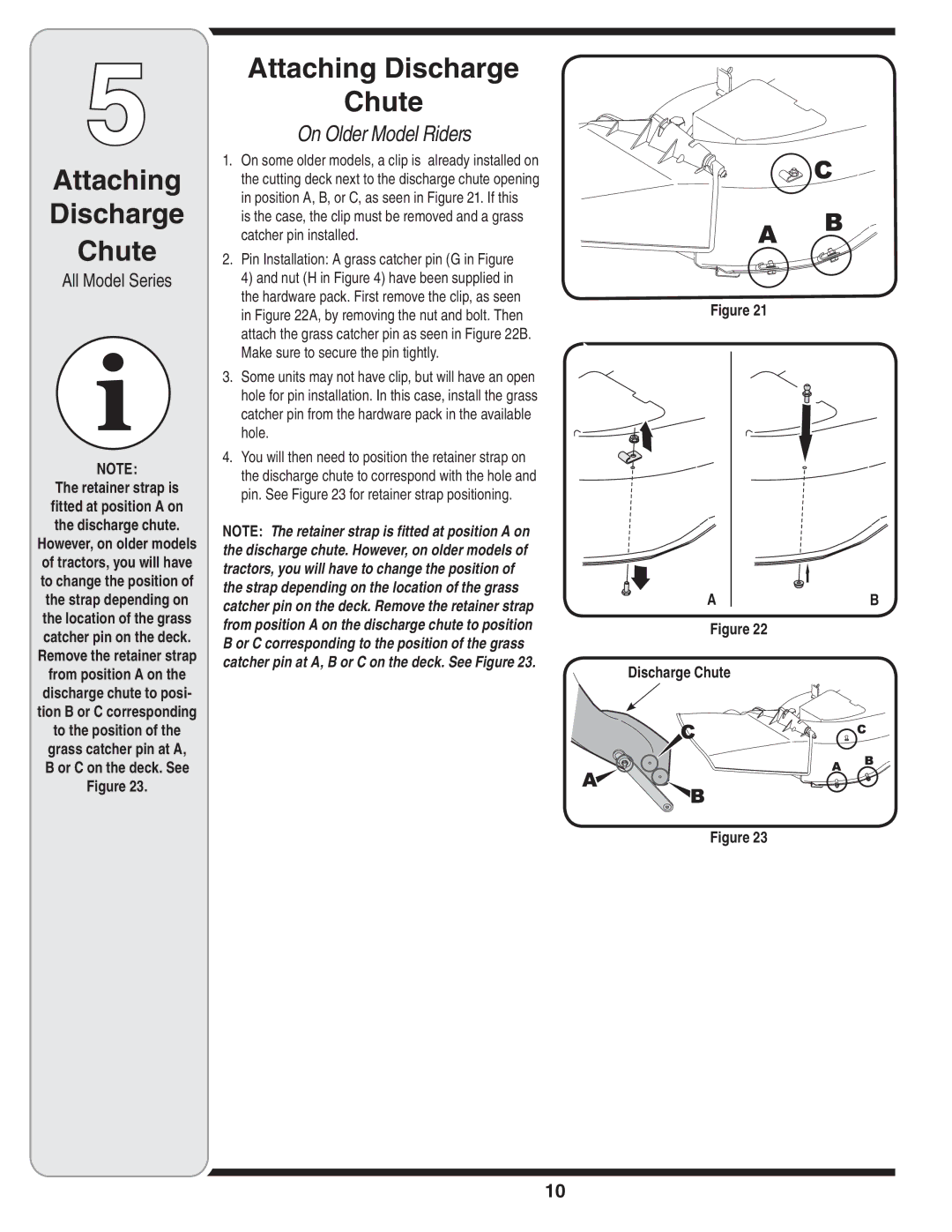 MTD 190-180, 90-182 warranty Attaching Discharge Chute, On Older Model Riders 