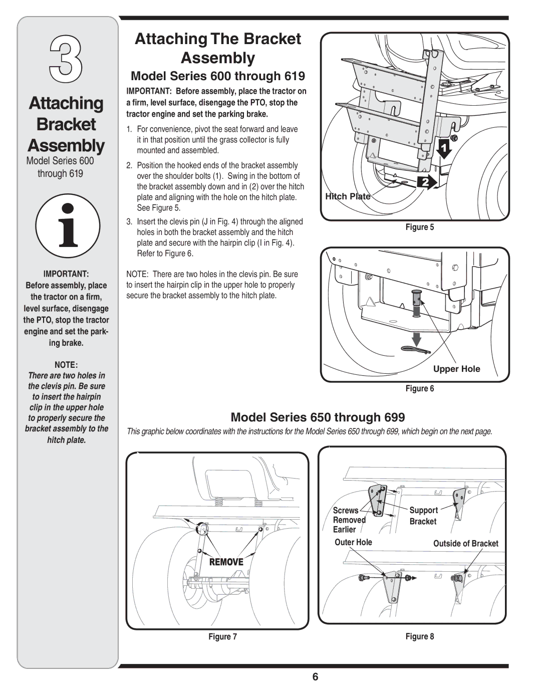 MTD 190-180, 90-182 warranty Attaching Bracket Assembly, Attaching The Bracket Assembly 